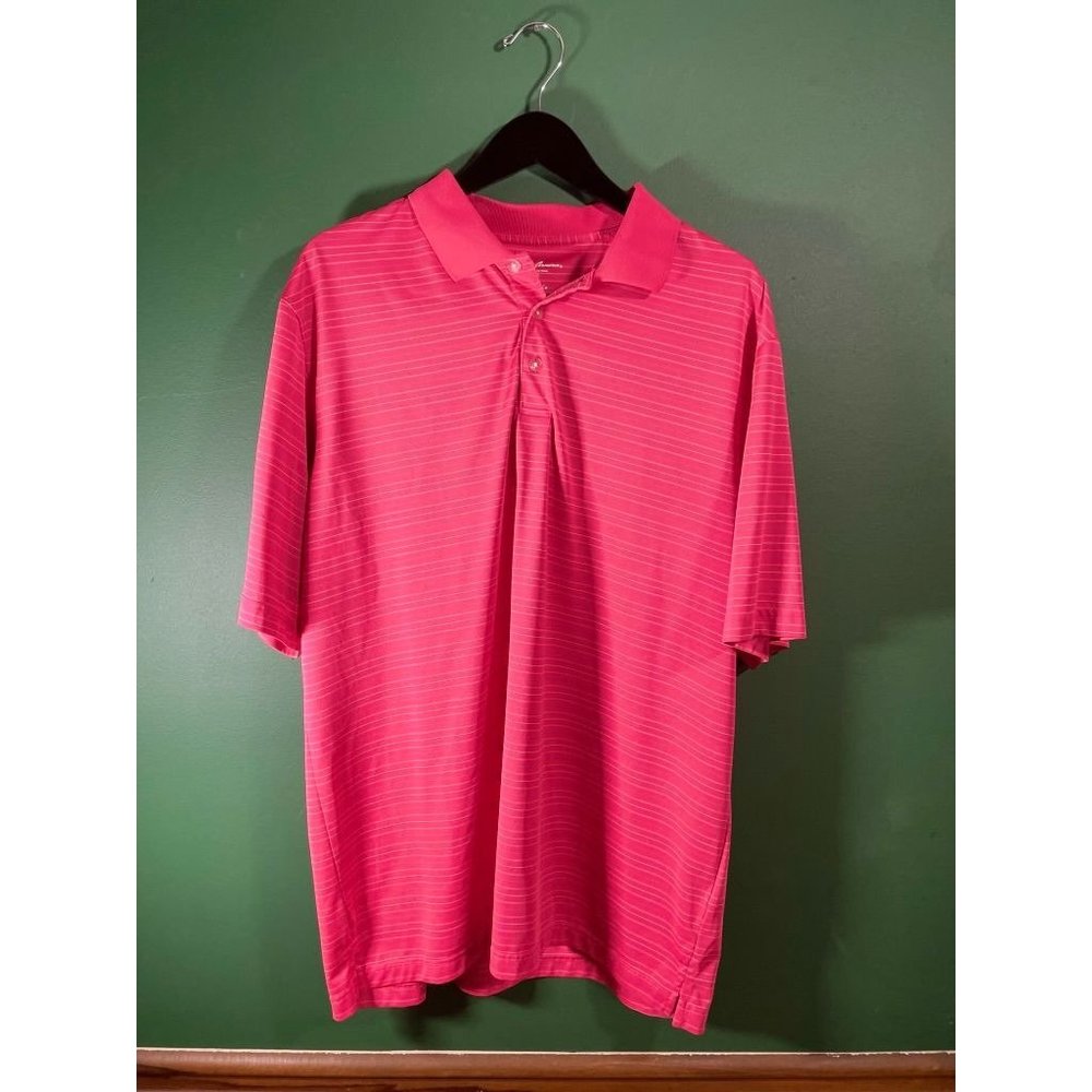 Tommy Armour Dri-Logic - Men's Pink Stripped Short Sleeve Polo Shirt - Size XL